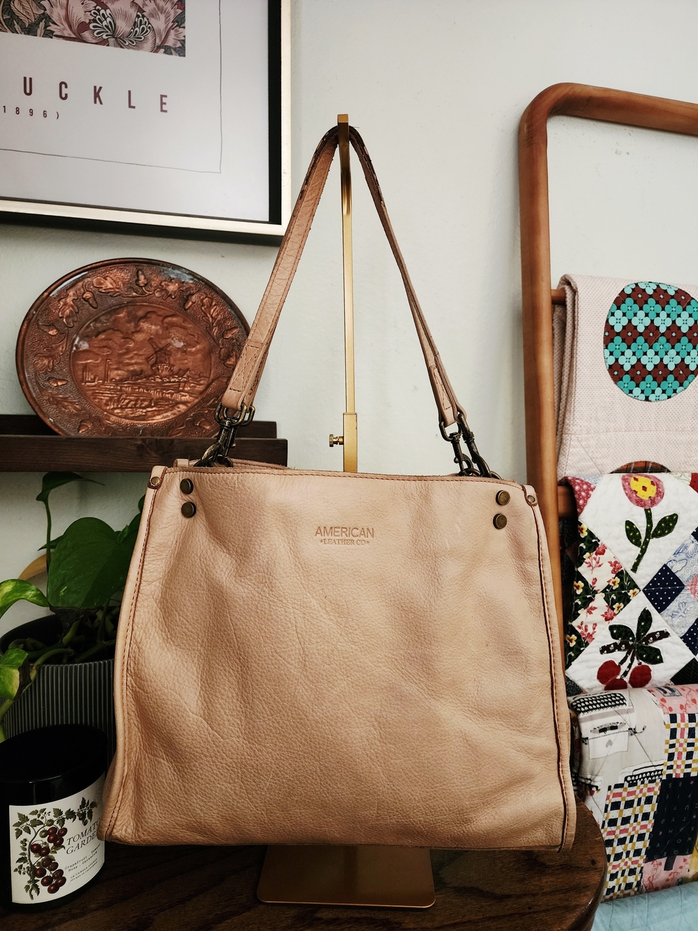 Beige Leather Shoulder Bag